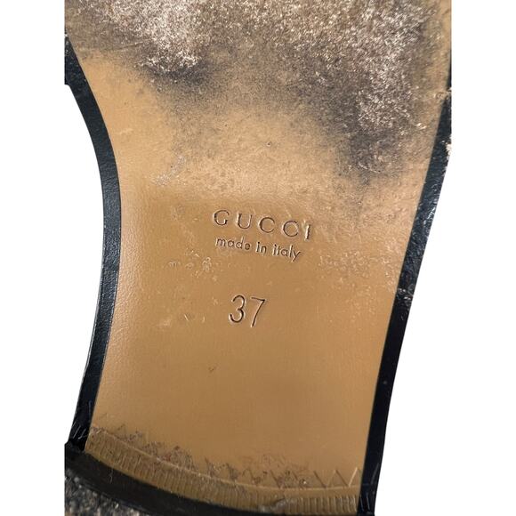 Gucci Peyton Marmont GG Logo Web Stripe Leather Mules in White - Picture 15 of 16